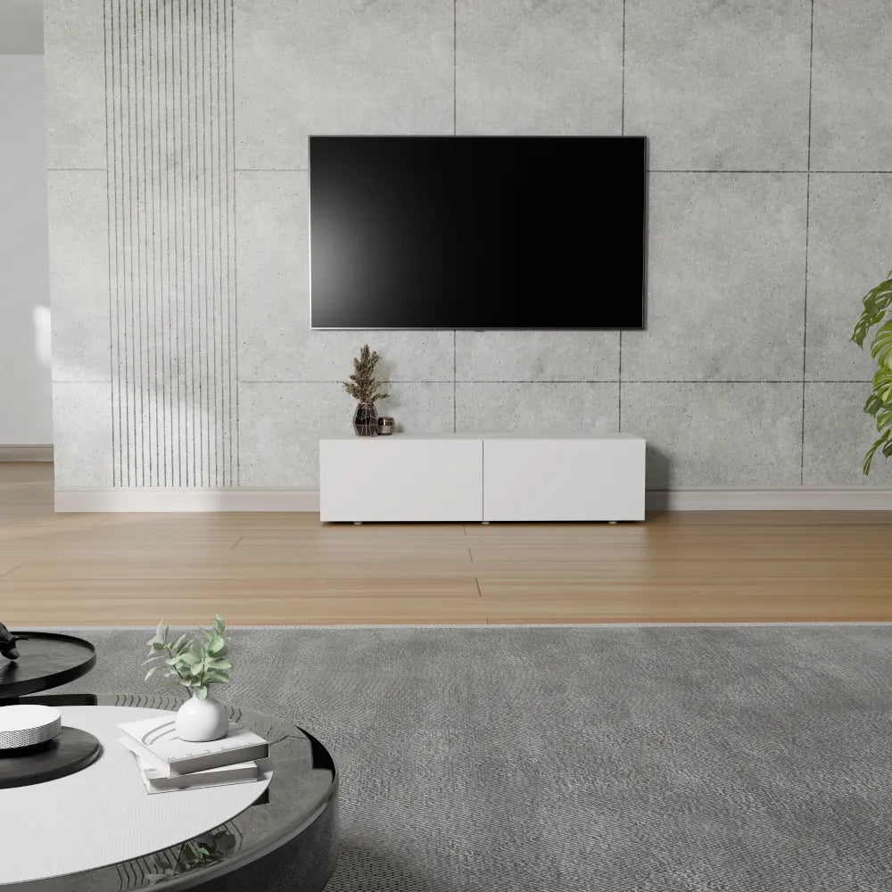 Mora Fernsehschrank | Hängend & Stehend | TV Lowboard 120 cm Matt Weiß