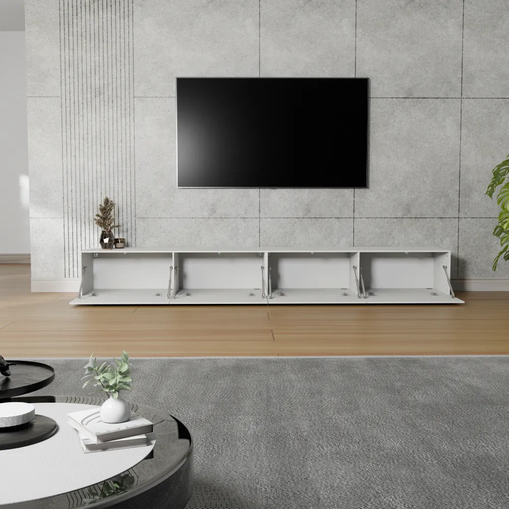 Mora Fernsehschrank | Hängend & Stehend | TV Lowboard 240 cm Matt Schwarz