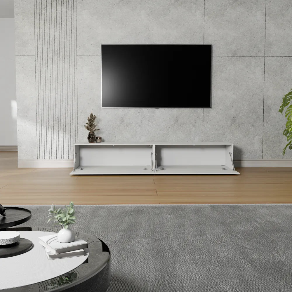 Mora Fernsehschrank | Hängend & Stehend | TV Lowboard 180 cm Matt Schwarz