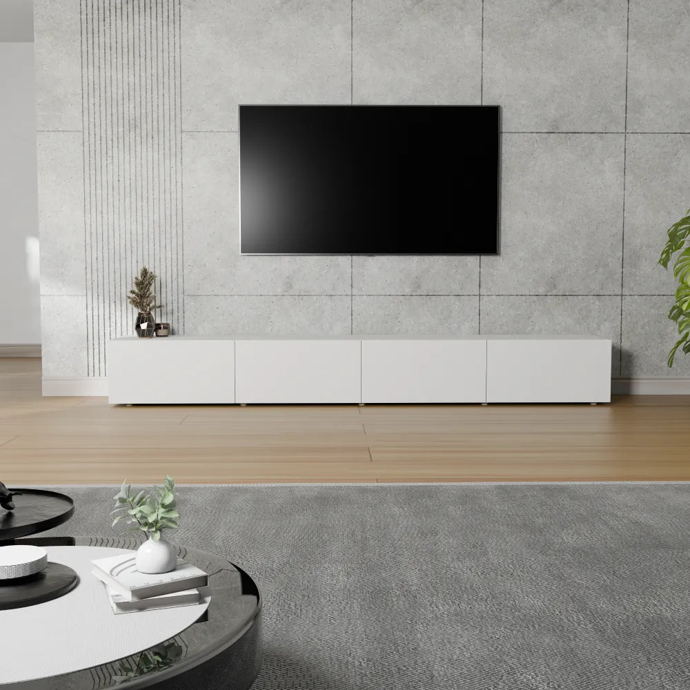 Mora Fernsehschrank | Hängend & Stehend | TV Lowboard 240 cm Matt Schwarz