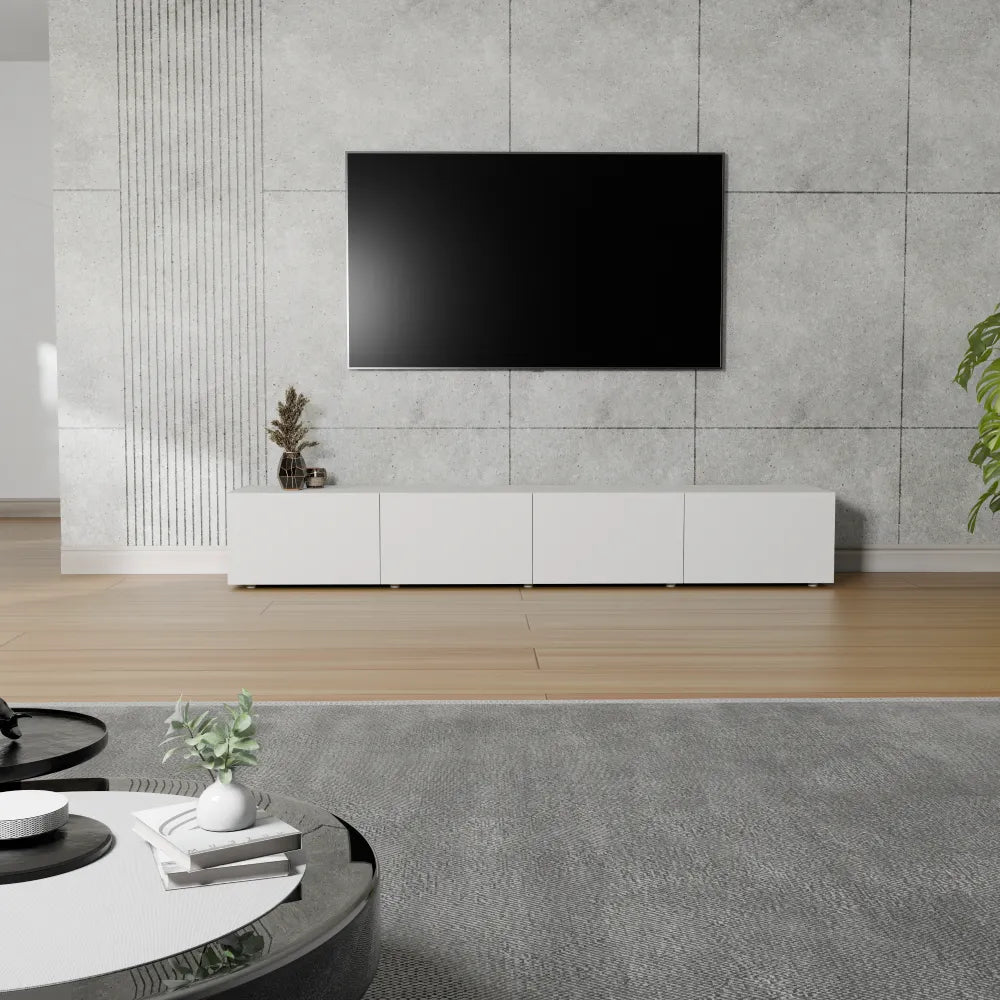 Mora Fernsehschrank | Hängend & Stehend | TV Lowboard 200 cm Matt Schwarz