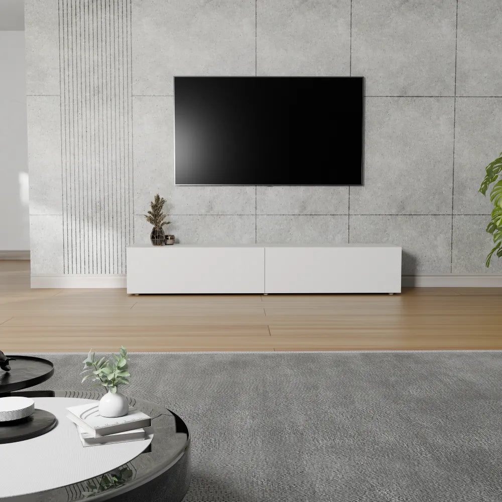 Mora Fernsehschrank | Hängend & Stehend | TV Lowboard 180 cm Matt Schwarz