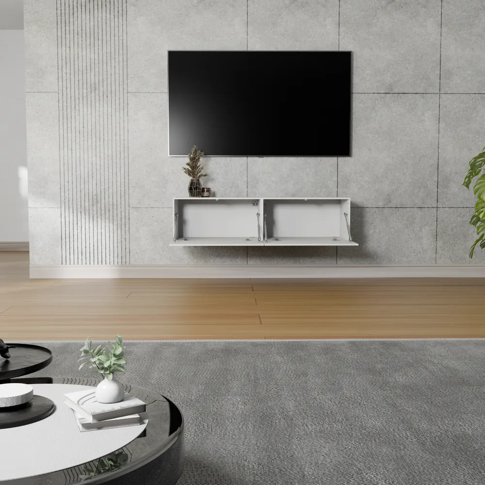 Mora Fernsehschrank | Hängend & Stehend | TV Lowboard 120 cm Matt Schwarz