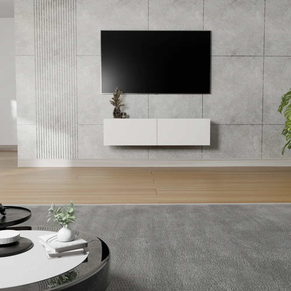 Mora Fernsehschrank | Hängend & Stehend | TV Lowboard 120 cm Matt Schwarz