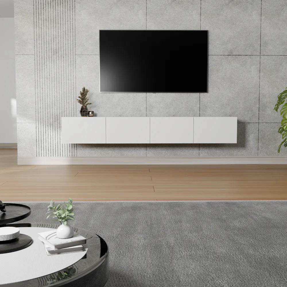 Mora Fernsehschrank | Hängend & Stehend | TV Lowboard 200 cm Matt Schwarz