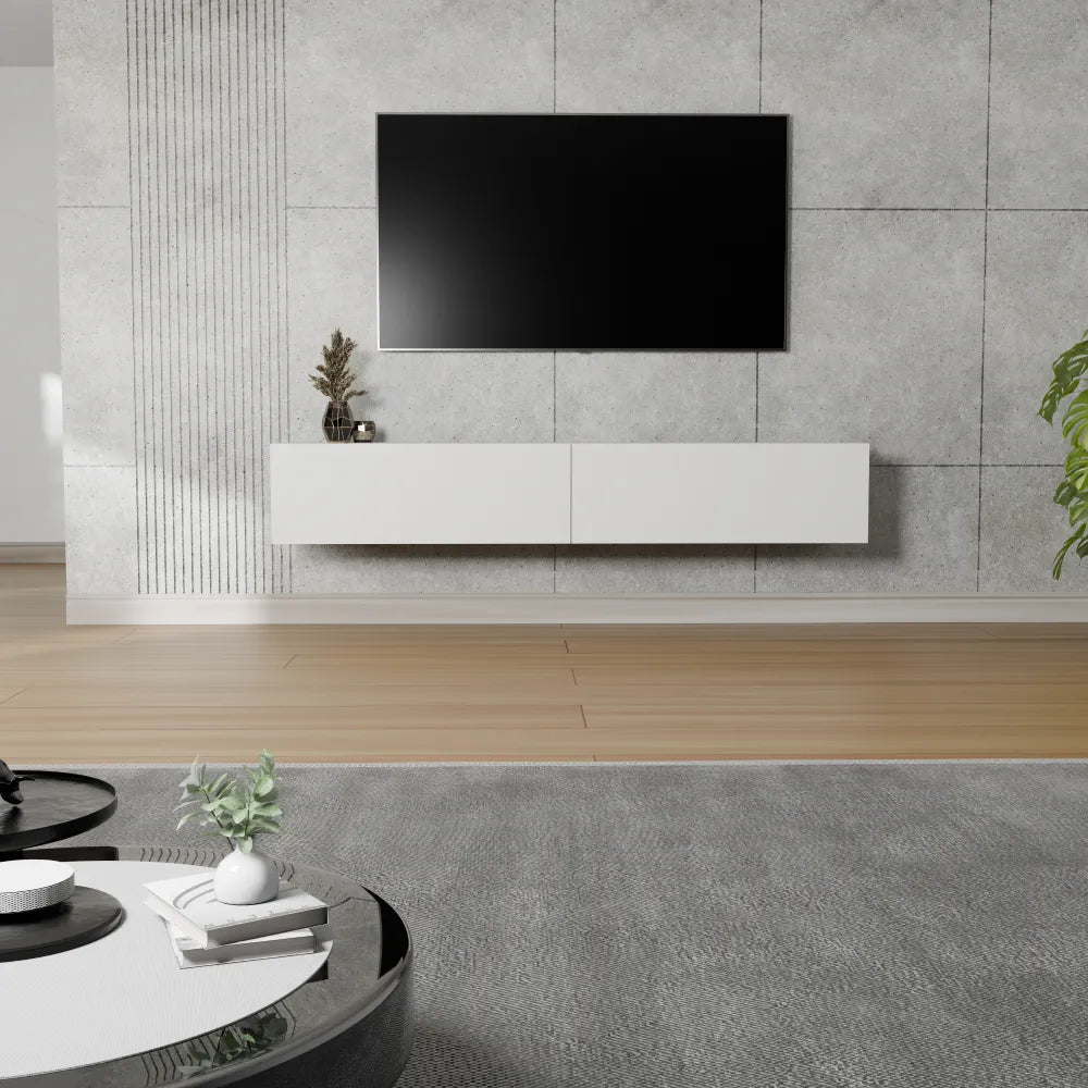 Mora Fernsehschrank | Hängend & Stehend | TV Lowboard 180 cm Matt Schwarz
