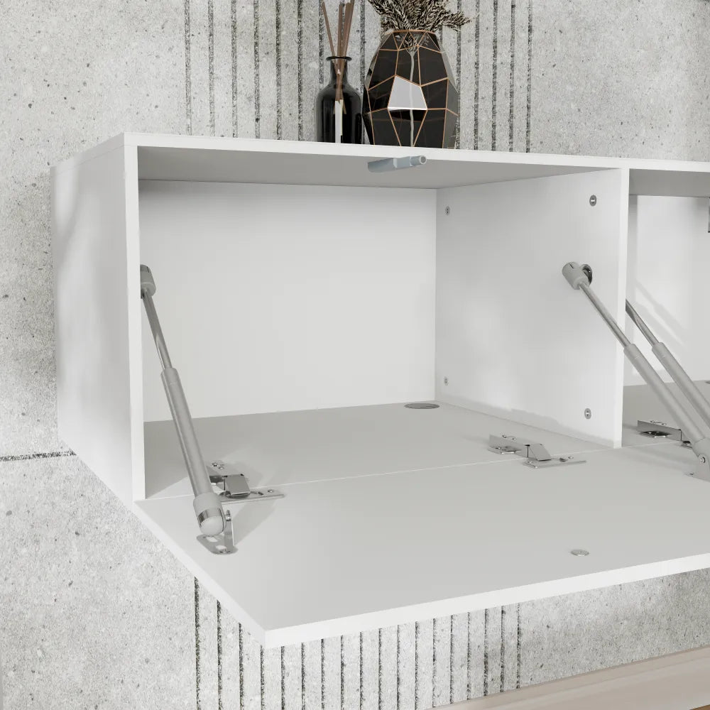 Mora Fernsehschrank | Hängend & Stehend | TV Lowboard 300 cm Matt Weiß