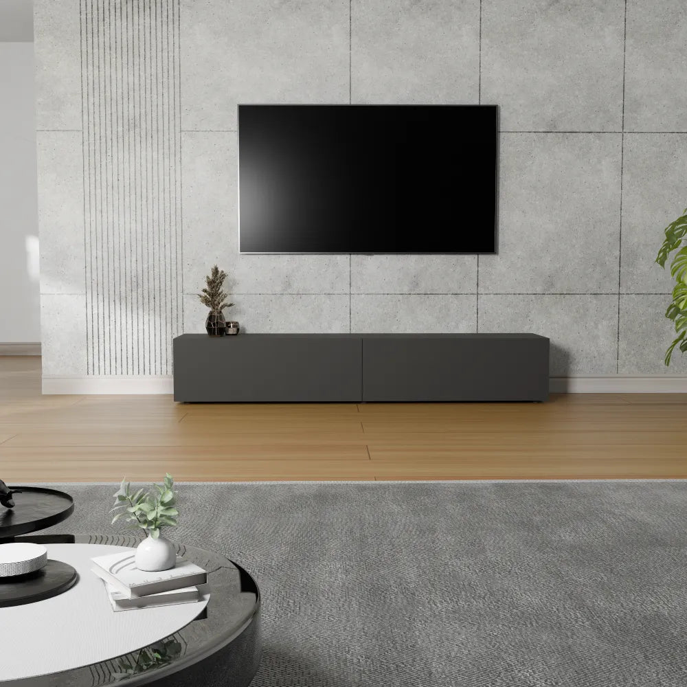 Mora Fernsehschrank | Hängend & Stehend | TV Lowboard 180 cm Matt Schwarz