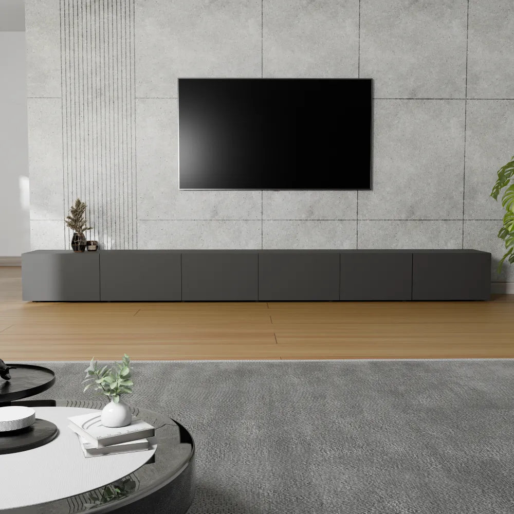 Mora Fernsehschrank | Hängend & Stehend | TV Lowboard 300 cm Matt Weiß
