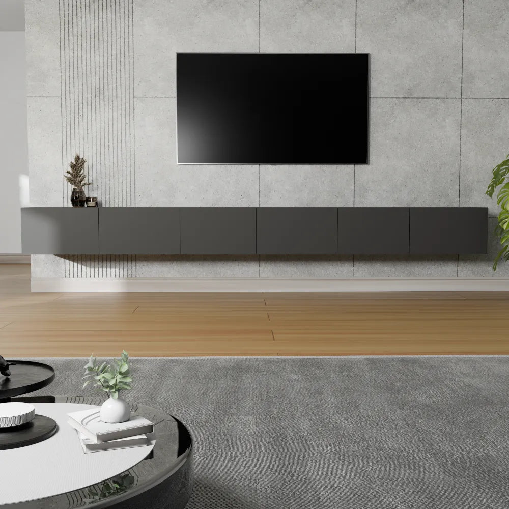 Mora Fernsehschrank | Hängend & Stehend | TV Lowboard 300 cm Matt Weiß