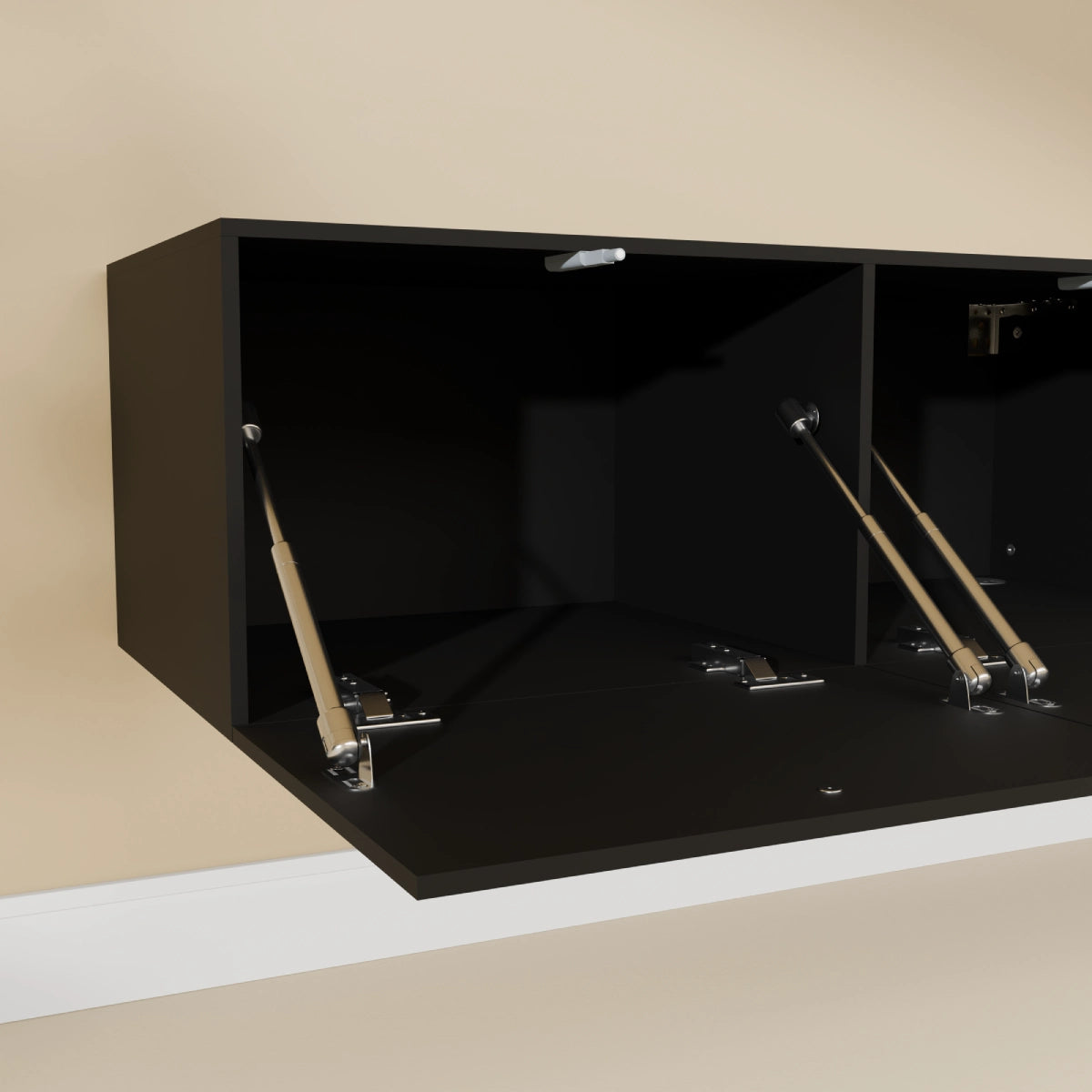 Mora Fernsehschrank | Hängend & Stehend | TV Lowboard 180 cm Matt Schwarz