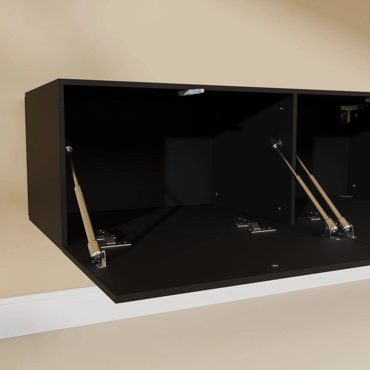 Mora Fernsehschrank | Hängend & Stehend | TV Lowboard 200 cm Matt Schwarz