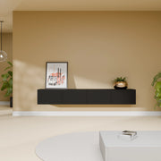 Mora Fernsehschrank | Hängend & Stehend | TV Lowboard 200 cm Matt Schwarz