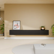 Mora Fernsehschrank | Hängend & Stehend | TV Lowboard 240 cm Matt Schwarz