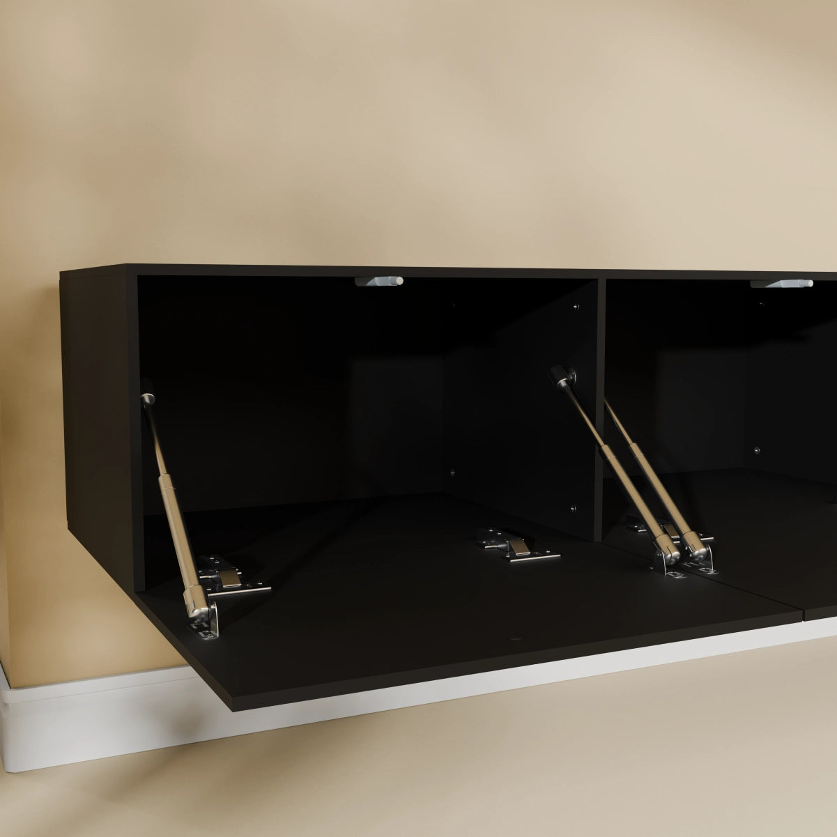 Mora Fernsehschrank | Hängend & Stehend | TV Lowboard 300 cm Matt Schwarz