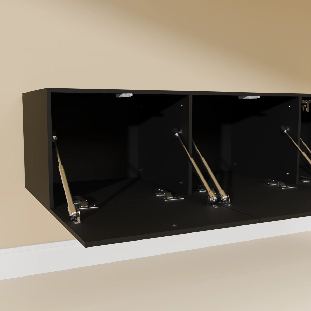 Mora Fernsehschrank | Hängend & Stehend | TV Lowboard 120 cm Matt Schwarz