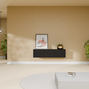 Mora Fernsehschrank | Hängend & Stehend | TV Lowboard 120 cm Matt Schwarz